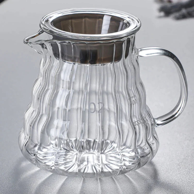 DecorBites™ Glass Coffee Carafe, 600ml Pour Over Pot with Rubber Lid