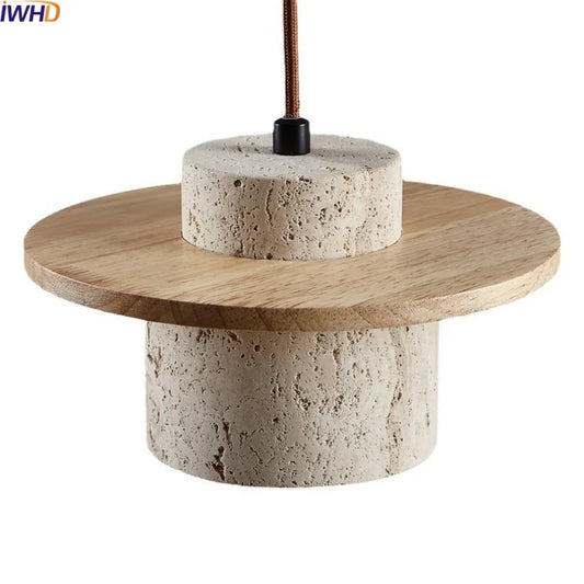 DecorBites™ LED Hanging Lamp: Yellow Travertine Japanese Style Pendant Light for Home Decoration