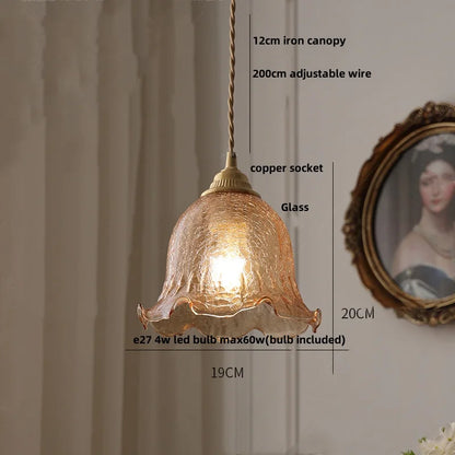 DecorBites™ مصباح معلق LED زجاجي كهرماني من خشب الجوز والنحاس