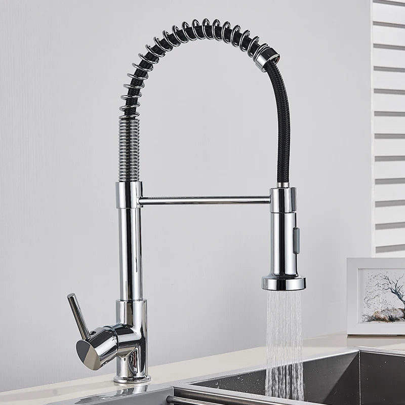 Brushed Gold Kitchen Faucet Pull Down