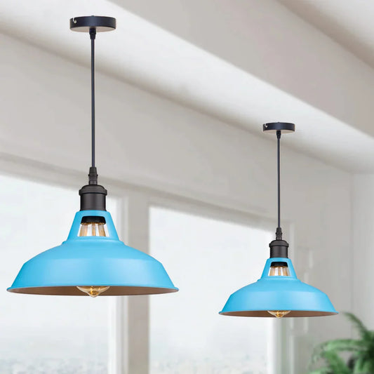 DecorBites™ Blue Vintage Pendant Lamp for Kitchen Island, Industrial Hanging Light 27cm