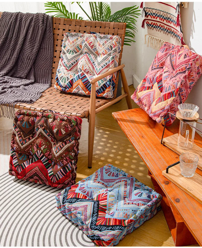 DecorBites™ Boho Square Floor Pillows for Adults and Kids - Large Seating Cushions for Home Decor