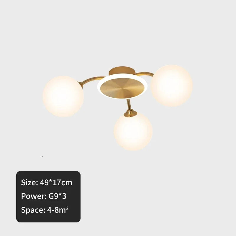 مصباح سقف زجاجي على شكل كرة من DecorBites™ باللون الذهبي لغرفة المعيشة وغرفة الطعام وغرفة النوم من DecorBites™