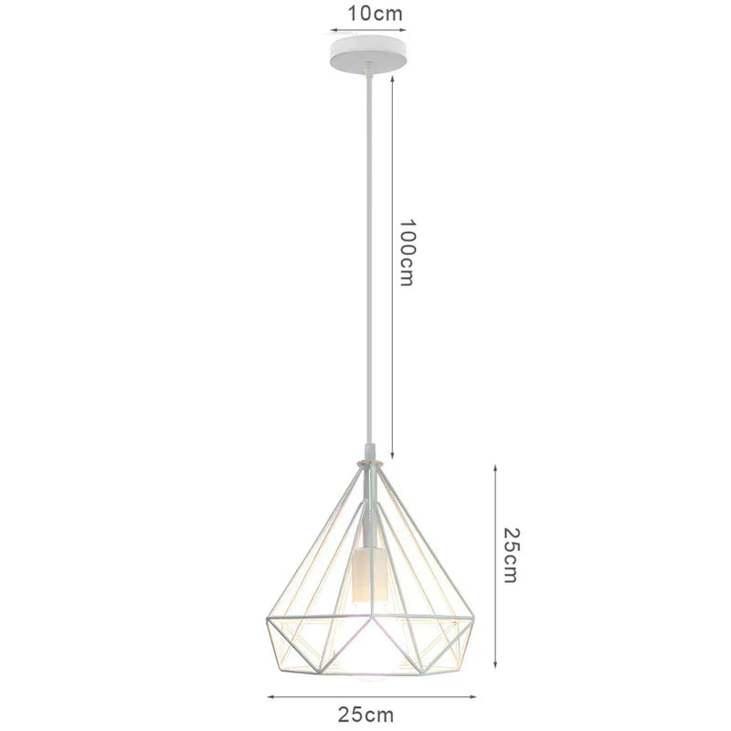 DecorBites™ Industrial Iron Cage Pyramid Pendant Lamp for Kitchen Bedroom Living Room