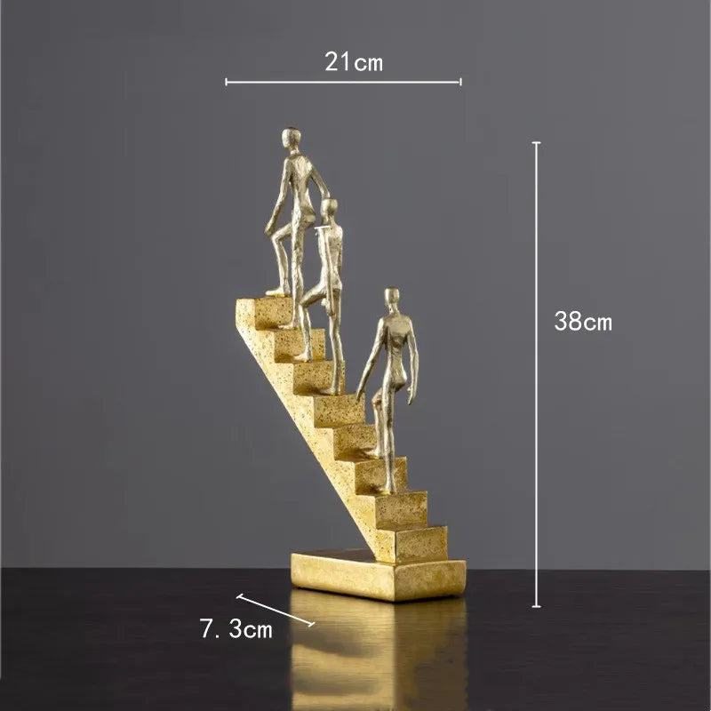 DecorBites™ Golden Man Abstract Resin Figure Sculpture Staircase Decor