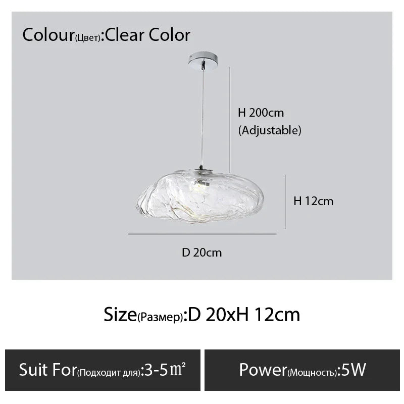 DecorBites™ Glass Cloud Chandelier LED Pendant Lamp for Villa Staircase & Hotel