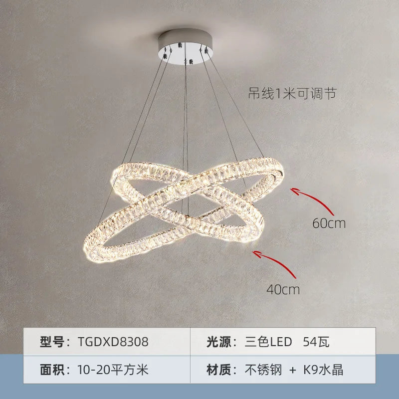 حلقة ثريا كريستال DecorBites™ - إضاءة فاخرة أنيقة لغرفة المعيشة وغرفة الطعام وغرفة النوم