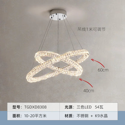 حلقة ثريا كريستال DecorBites™ - إضاءة فاخرة أنيقة لغرفة المعيشة وغرفة الطعام وغرفة النوم