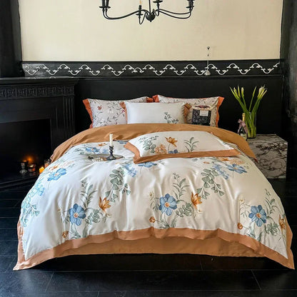 DecorBites™ Egyptian Cotton Bedding Set: Queen King Full Size Sheet Pillowcase Comforter Cover