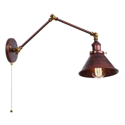 Lámpara de pared LED de hierro Decorbites™ con interruptor de cadena Industrial Vintage para ático y escalera