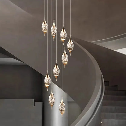 DecorBites™ Crystal Chandelier Stair Pendant Lamp Living Room Interior Lighting