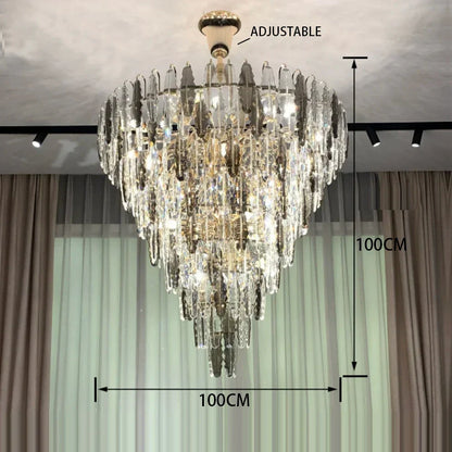 DecorBites™ LED Leaf Chandelier: Modern Living Room Decor Lighting for Duplex Rotating Stairs