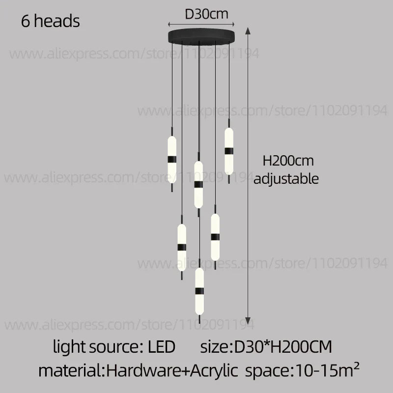 DecorBites™ LED Staircase Chandelier Ceiling Living Room Lighting Decoration