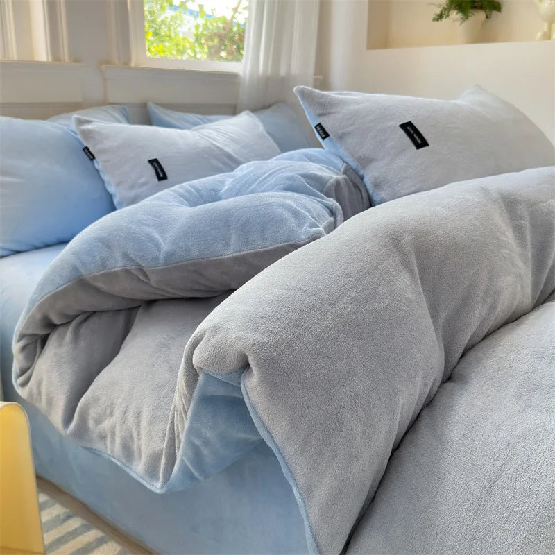 غطاء لحاف فردي مخملي بلون مرجاني من DecorBites™ لفصل الشتاء