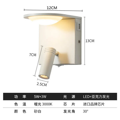 DecorBites™ LED Rotary Square Wall Lamp for Home Bedroom Study with USB Charging