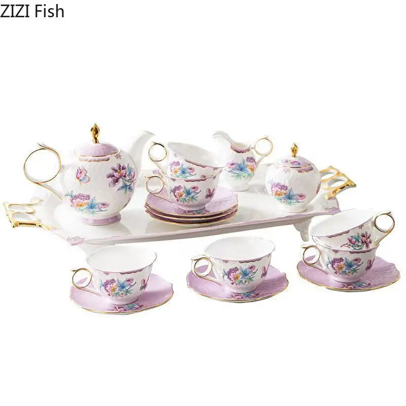 DecorBites™ Flowers Pattern Coffee Mug Set for Elegant Dining Table Décor