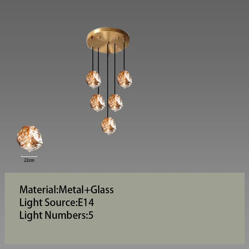 DecorBites™ Glass LED Chandelier for Ceiling Suspension in Postmodern Style