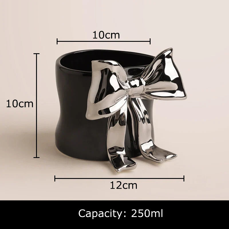 DecorBites™ Bowknot Porcelain Coffee Cup | Exquisite Tea Mug for Dining Table