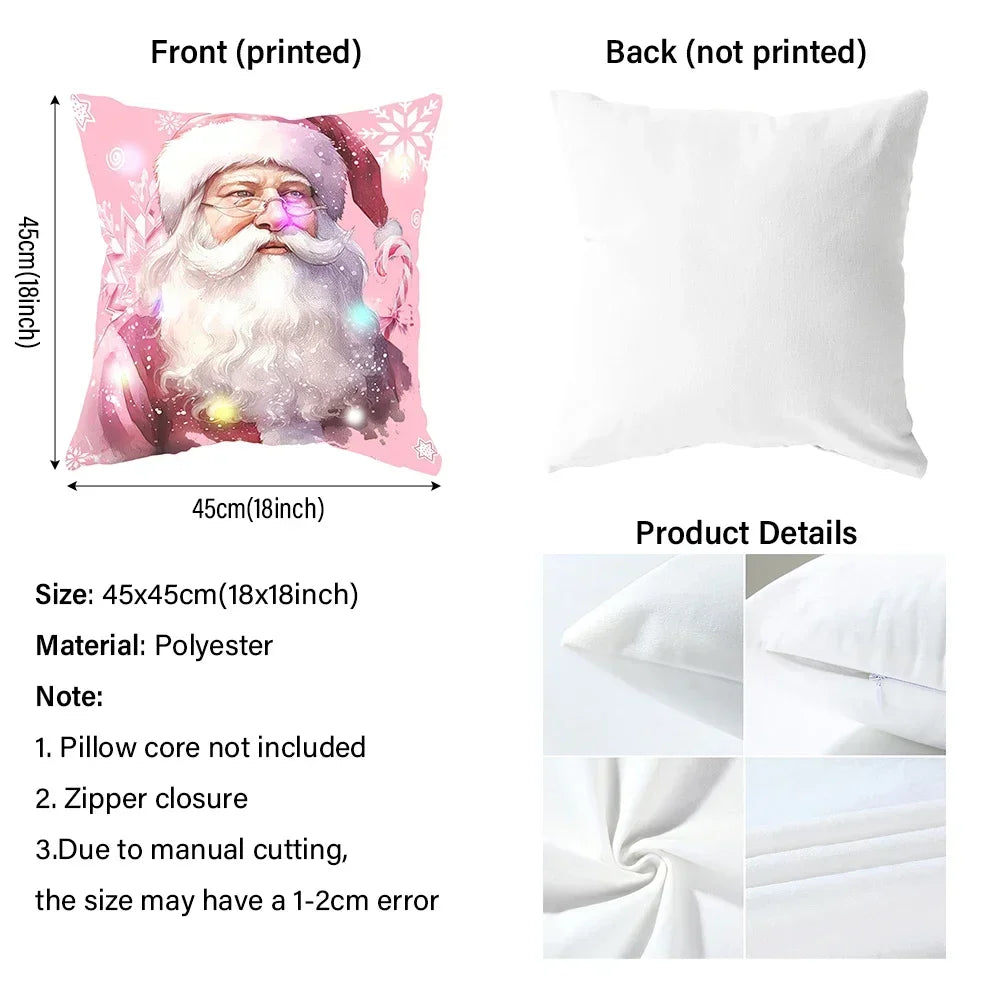 LED 3D Santa Claus pattern design decorative pillowcase Christmas party decorative cushion cover home decoration gift