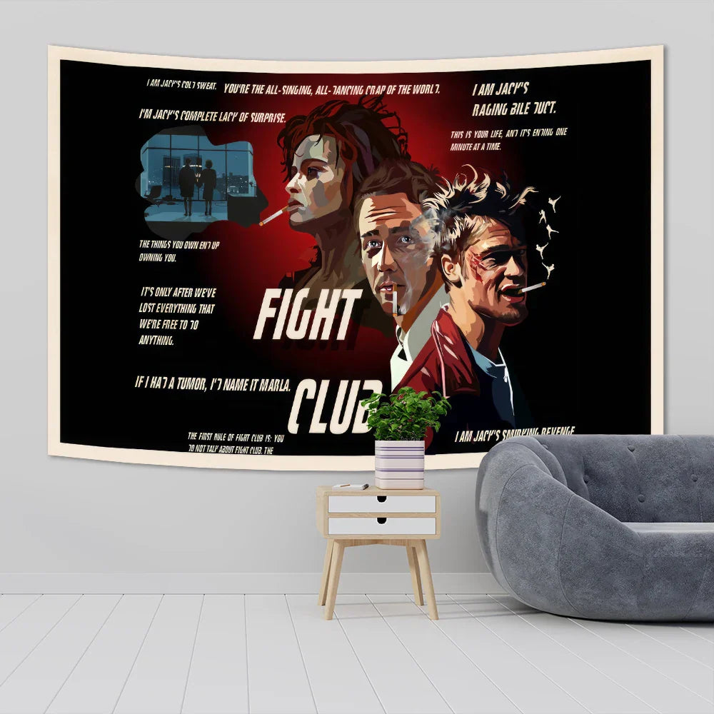 Decobites Flight Club Film Banner Tapestry for Stylish Home Décor