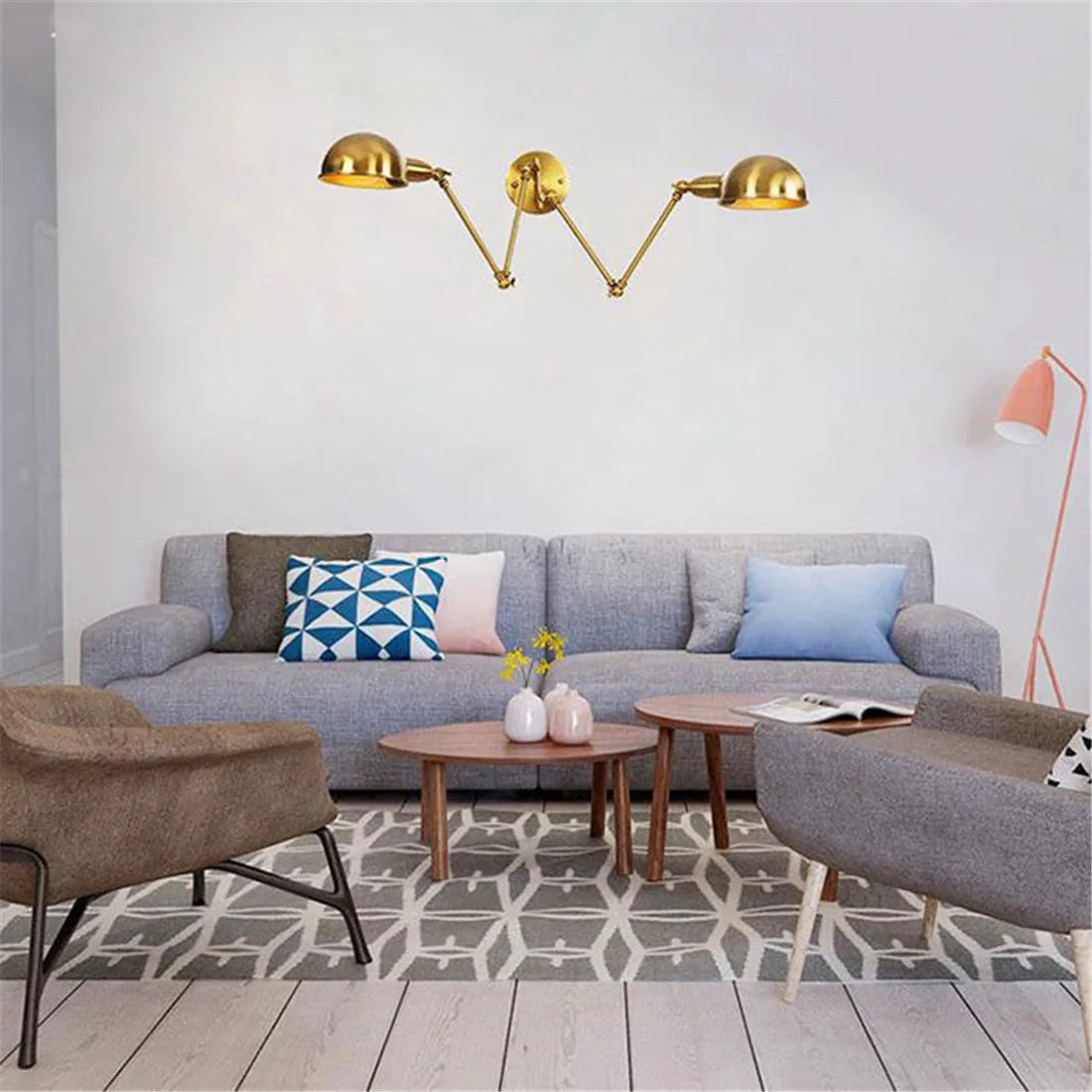 DecorBites™ Gold Plated Adjustable Iron Wall Sconces for Home Decor