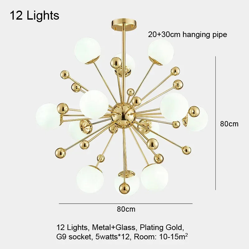 Decorbites™ Lámpara colgante de vidrio LED dorada para iluminación interior moderna