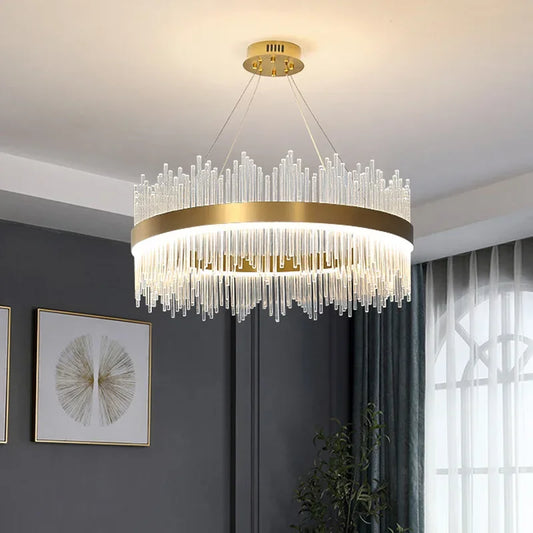 DecorBites™ Crystal Chandelier: Modern Nordic LED Lighting for Living Room, Dining, and Bedroom