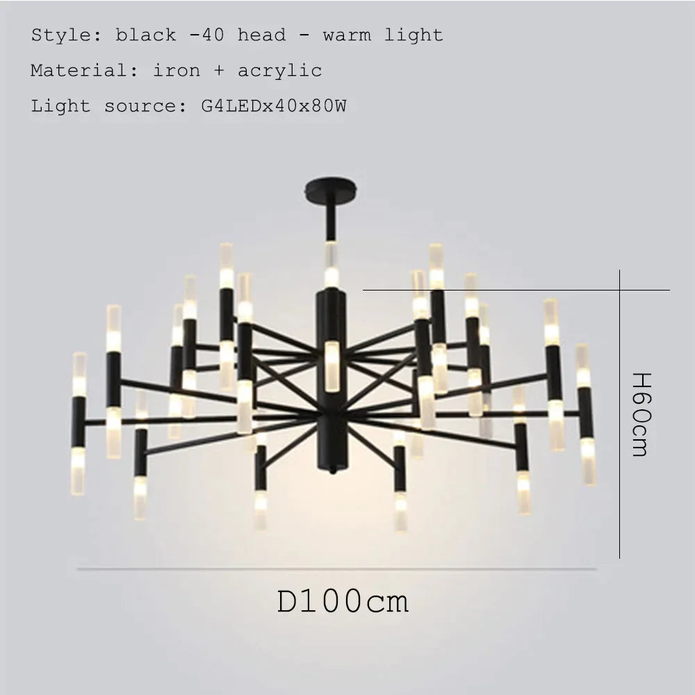 DecorBites™ Black Gold Art Decor Led Ceiling Chandelier for Modern Fashion Designer Home