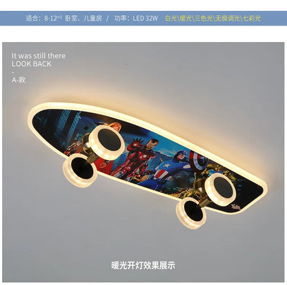 DecorBites™ Kids Skateboard LED Ceiling Light for Modern Children's Rooms