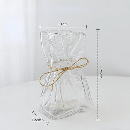 DecorBites™ Clear Glass Folded Road Vase - Creative Handcrafted Hydroponic Art Vase