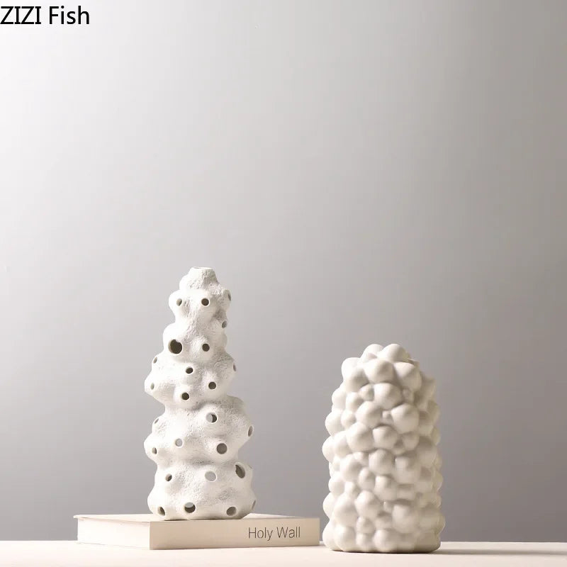 DecorBites™ Ceramic Vase Set with Artificial Flowers for Stylish Home Decor