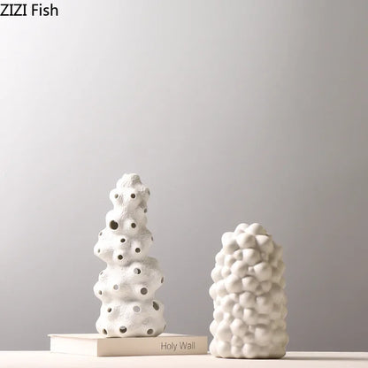 DecorBites™ Ceramic Vase Set with Artificial Flowers for Stylish Home Decor