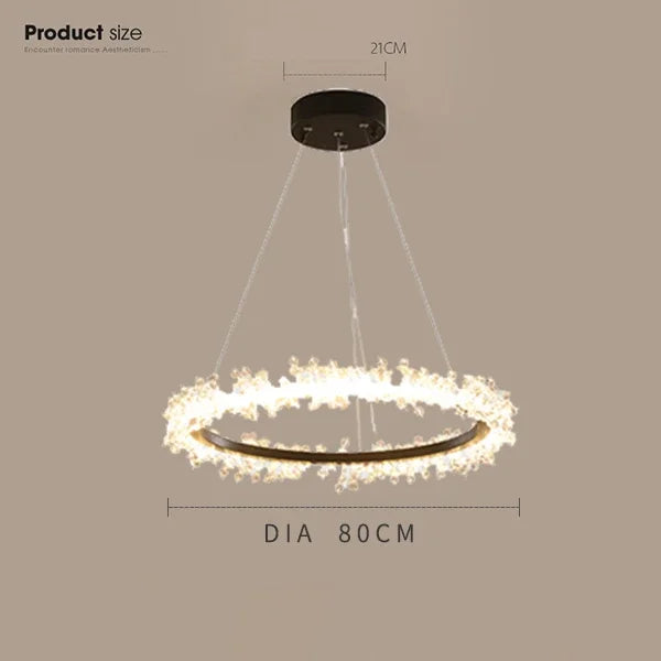 Chandelier de Anillo de Cristal Dorado Decorbites™ para la Decoración de Sala de Estar y Restaurante