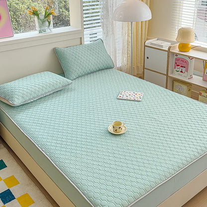 طقم ملاءات DecorBites™ المصنوعة من الحرير البارد من اللاتكس مع أكياس وسائد، حرير ثلجي صيفي، سرير فردي مزدوج