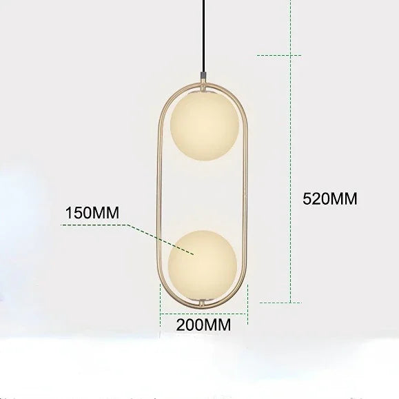 DecorBites™ Gold Ring Glass Ball Pendant Light Fixture for Bedroom Living Room.