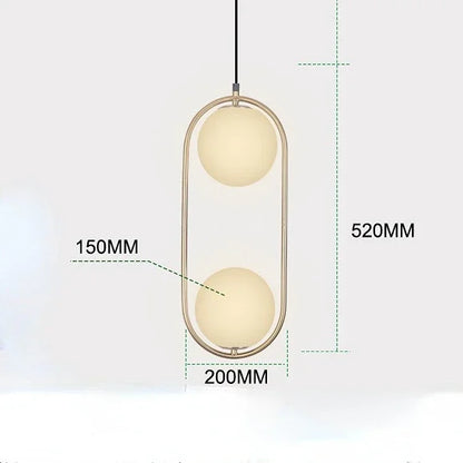 DecorBites™ Gold Ring Glass Ball Pendant Light Fixture for Bedroom Living Room.