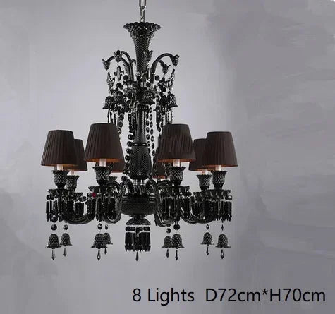 DecorBites™ Black Crystal Chandelier: Luxury Lighting for Villa Hotel, Living Room, Dining Room