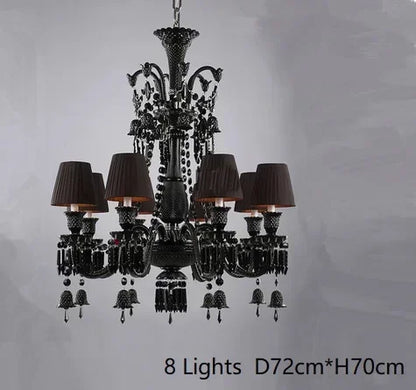 DecorBites™ Black Crystal Chandelier: Luxury Lighting for Villa Hotel, Living Room, Dining Room
