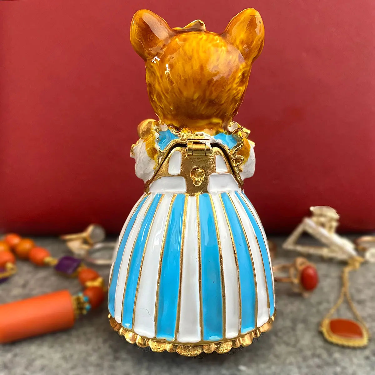 DecorBites™ Elegant Cat Jewelry Trinket Box | Hinged Enamel Figurines | Collectible Gift Holder