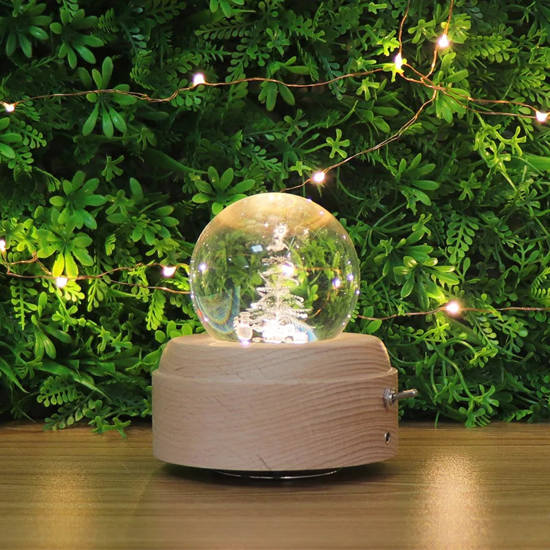 Caja de música con bola de cristal DecorBites™: Proyección de luz giratoria, regalo ideal para cumpleaños y San Valentín