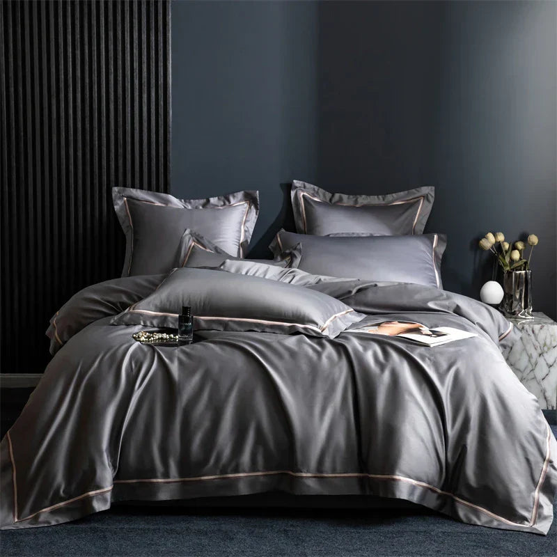 طقم مفروشات سرير مطرز على طراز الفنادق من DecorBites™ مصنوع من القطن المصري 1000TC