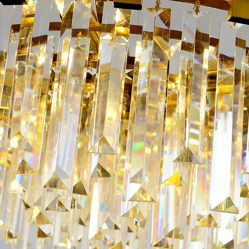 DecorBites™ Crystal Ceiling Lamp: Modern Luxury Gold Round LED Living Room Lighting Fixtures