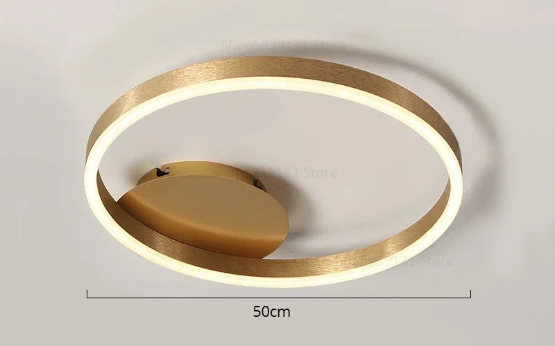 DecorBites™ Golden Coffee Round Circle LED Ceiling Light with Acrylic Lampshade - Creative Living Room Fixture
