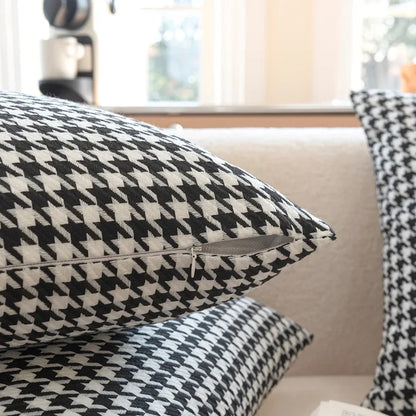 DecorBites™ Chic Houndstooth Pillow Cover - Square Weave Cushion for Modern Home