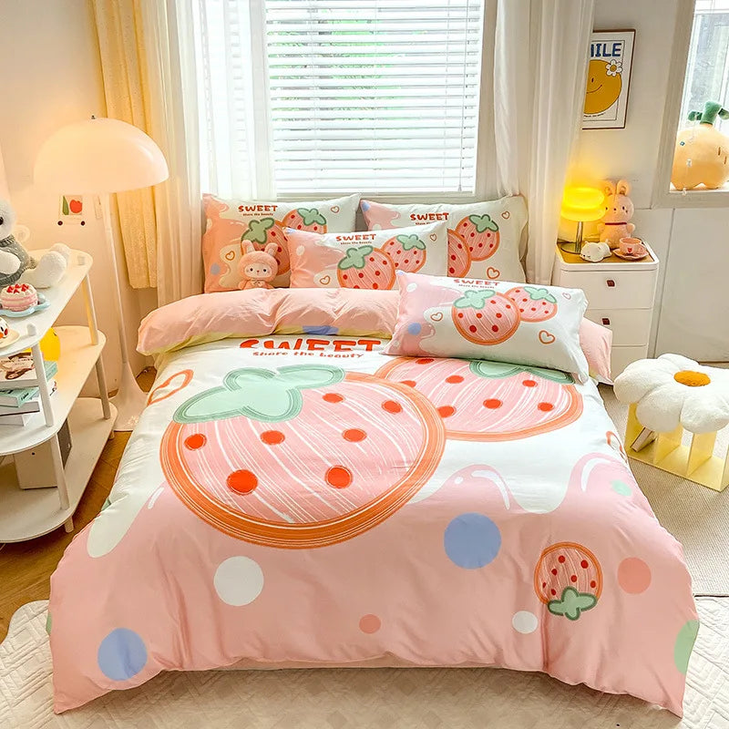 Decobites Flower Single Double Bedding Set Full Size Cotton Duvet Cover High Quality Quilt Cover Set