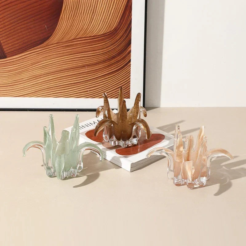 Portavelas de cristal DecorBites™ con forma de pétalo para decoración y almacenamiento del hogar