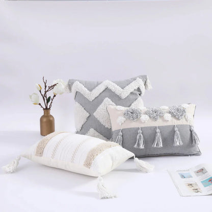 DecorBites™ Boho Morocco Tufted Tassel Cushion Cover for Modern Home Decor