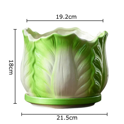 DecorBites™ Chinese Cabbage Ceramic Vase: Table Decoration, Flowers Arrangement, Room Aesthetic Decor