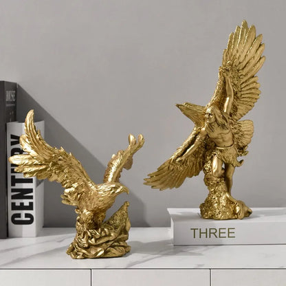 DecorBites™ Gold Resin Eagle Sculpture for Office Living Room Hotel Decor