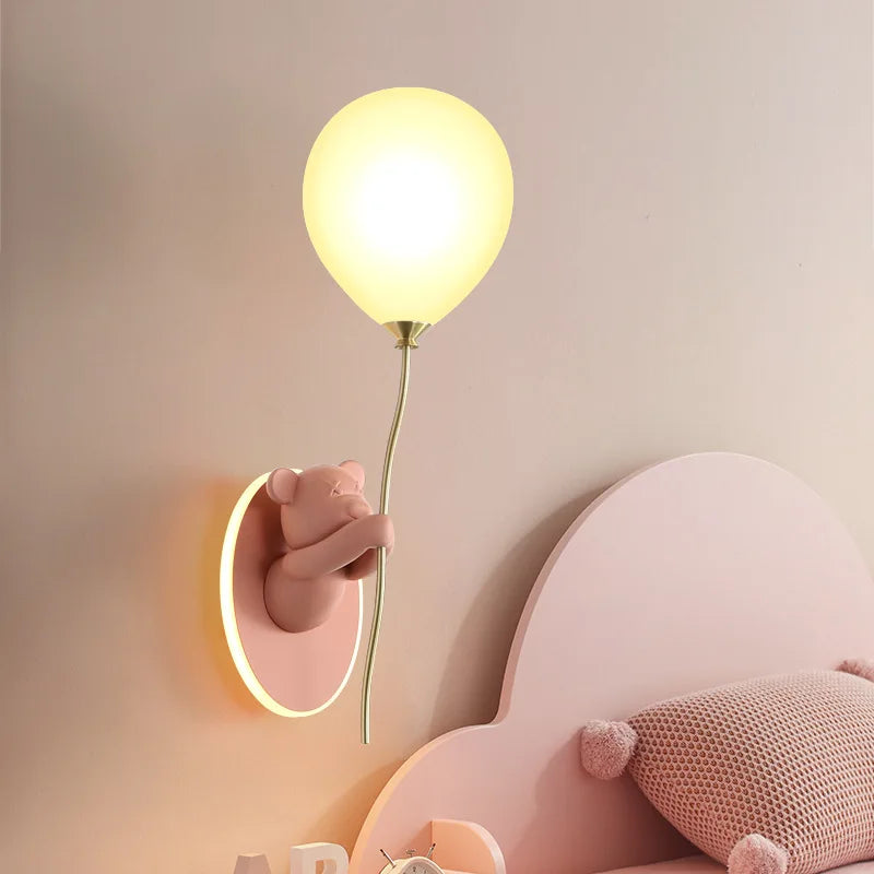 DecorBites™ Cartoon Bear Balloon LED Wall Lamp for Children's Room